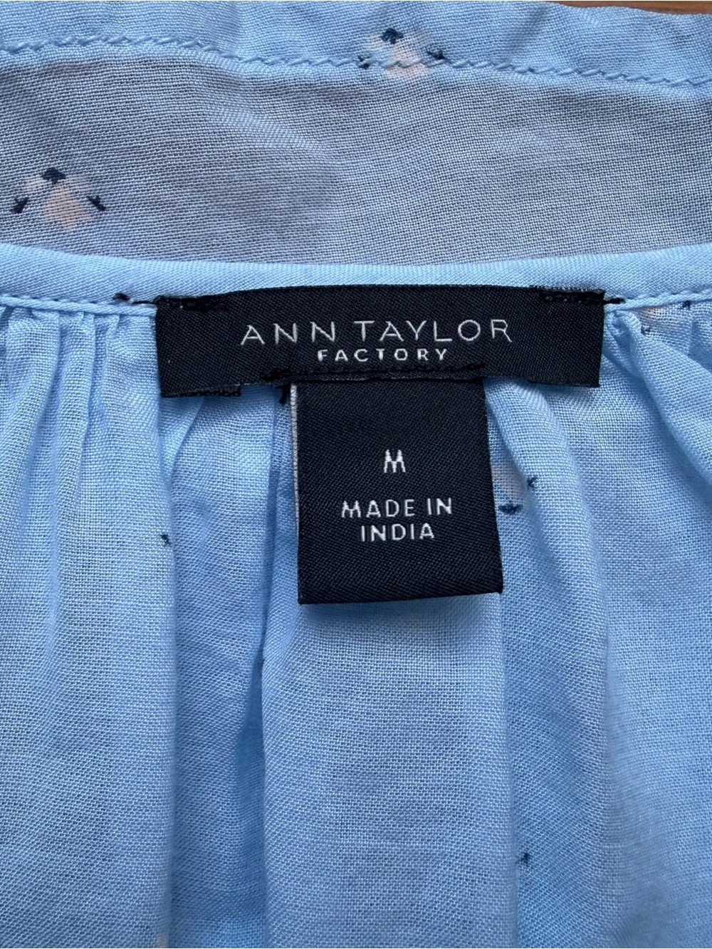 Ann Taylor Sky Blue Embroidered Button-Front Peasant Top - Picture 5 of 6